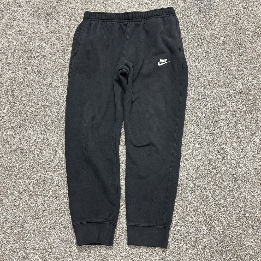 Nike Sweatpants Mens Large Black Fleece Elastic Waist Pockets Tapered Joggers